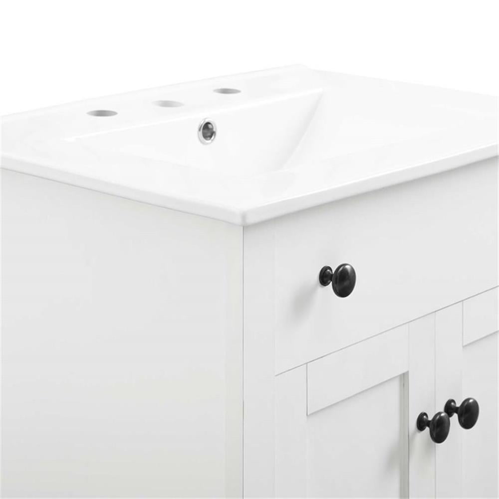 Modway Nantucket 24" Modern Wooden Bathroom Vanity in White Finish