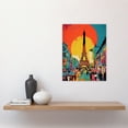 thumbnail image 2 of Eiffel Tower Sunset Vibrant Painting Busy Paris Street Pedestrians Walking To Monument Unframed Wall Art Print Poster Home Decor Premium, 2 of 5