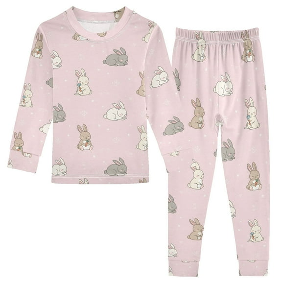 joogoo Cute Rabbits 2 Piece Long Sleeve Tee and Pants Cotton Pajama Set 5Y