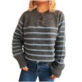 thumbnail image 1 of Striped Sweater Women Contrast Color Pullover Loose Knit Long Sleeve, 1 of 8