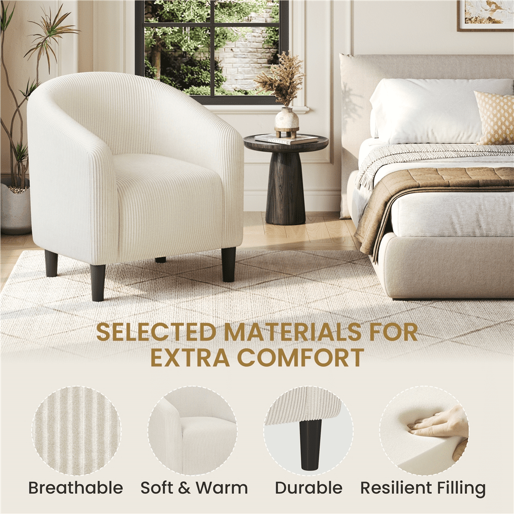 Renwick Upholstered Corduroy Accent Chair for Living Room, Set of 2, Beige