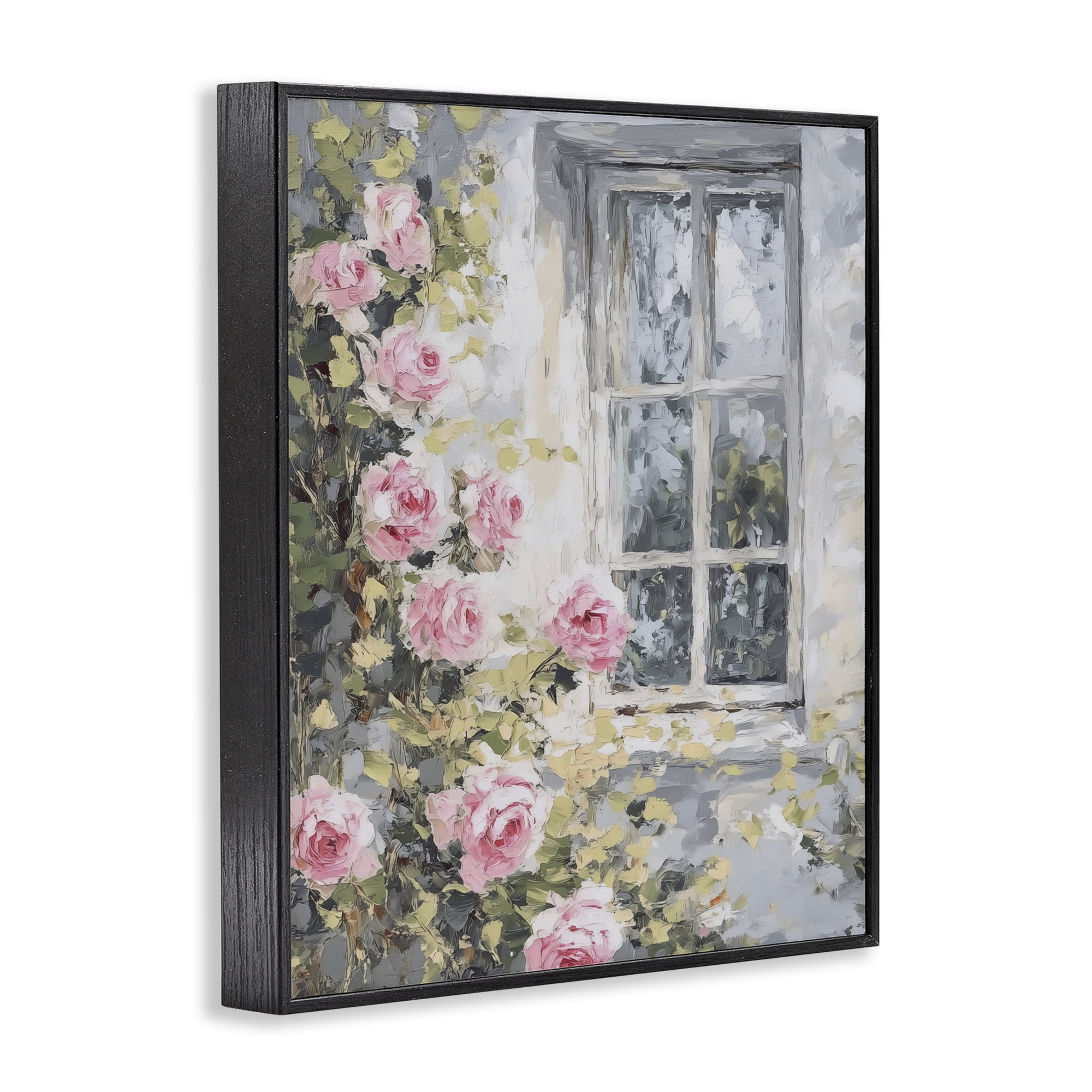 Stupell Industries View Of Roses Cottage Window Black Framed Giclee Art, design by LSR Design Studio