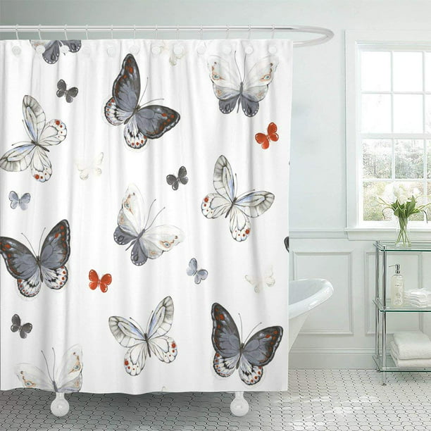 PKNMT Colorful Butterflies White Black Red and Gray Colors Polyester ...
