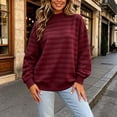 thumbnail image 2 of CHGBMOK Women's Mock Neck Sweatshirt Striped Long Sleeve Casual Pullover Tops Drop Shoulder Loose Fit Basic Sweatshirts, 2 of 5