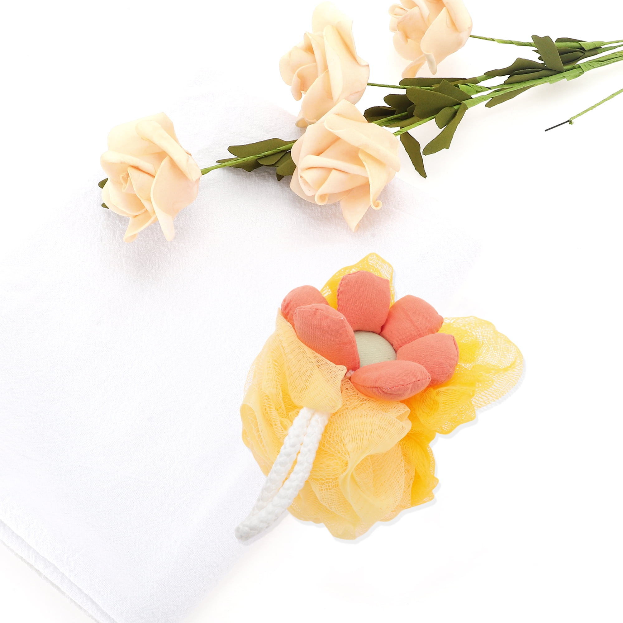 Unique Bargains 1pc Sunflowers Bath Shower Loofah Sponge Orange