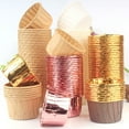 thumbnail image 2 of 50Pc Disposable Cake Cup Gold Silver Color Edge Curl Paper Cake Cup Birthday Cake Cup Wedding Birthday Party Disposable Cake Cup (G), 2 of 7