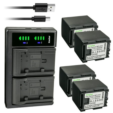 Kastar 4-Pack Battery and LTD2 USB Charger Replacement for Canon VIXIA HF S200 HFS200  VIXIA HF10  VIXIA HF11  VIXIA HF20  VIXIA HF21  VIXIA HF100  VIXIA HF200  VIXIA HG30  VIXIA XA10 XA10 HD Camera