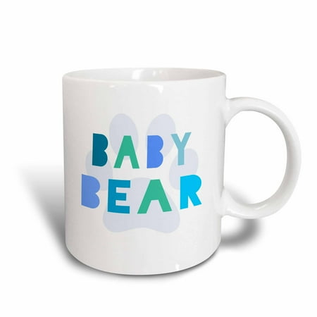 - 3dRose Blue Baby bear - teal turquoise text and paw print for son or grandson - part of matching family set - Ceramic Mug, 11-ounce