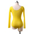 thumbnail image 3 of Long Sleeve Bodycon Gauze Top  Sheer Pure Mesh T Shirts Sexy Adult Bellydance Costumes Carnival Outfit Open Bust Leotard,Leotard,Yellow,3- BTS/Fall,Semi-Opaque, 3 of 8