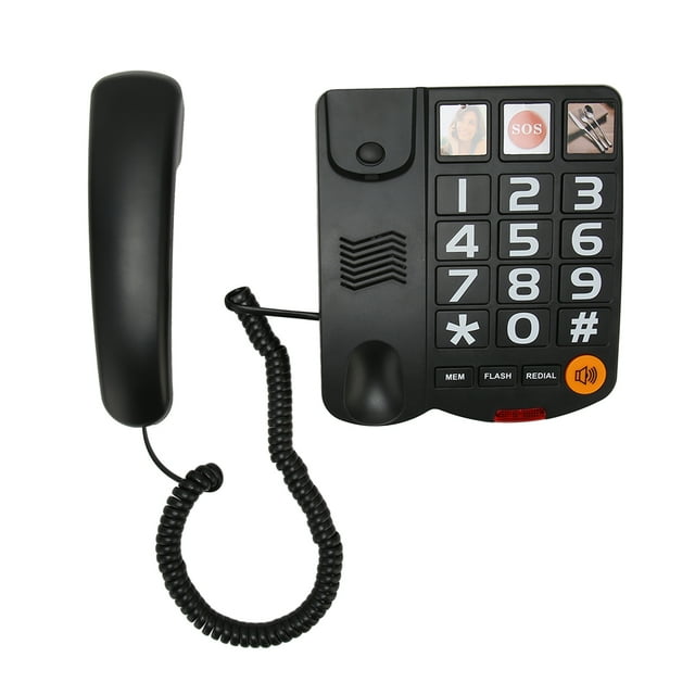 Big Button Telephone, LD 269SP One Touch Dialing Corded Landline Telephone Easy To Read Multifunction for Seniors White,Black
