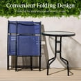 thumbnail image 4 of YYEAN 3-Piece Patio Bistro Dining Furniture Set w/Textured Glass Tabletop, 2 Steel Folding Chairs, Polyester Fabric - Navy, 4 of 10