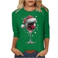 thumbnail image 4 of Camisetas de Manga Larga de las Mujeres Impresión de Navidad Cuello Redondo 3/4 Manga Suéter Superior, Moda Informal para Fiesta de Vacaciones Y Uso Diario, 4 of 7