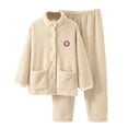 thumbnail image 2 of Pajamas for Women Set Lambswool Long Sleeve Button Stand Collar Sleep Shirt Pants Pjs Set Womens Pajama Sets, 2 of 5