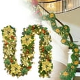 thumbnail image 2 of Pre-lit Christmas Garland with 30 LED Lights,Four Large Flowers and Three Small Flowers, Battery Operated Garland with Star Berry Faux Spruce for Outdoor Indoor Mantle Holiday Decor(Orange2,106x2"), 2 of 9