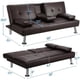 thumbnail image 4 of LuxuryGoods Modern Faux Leather Futon with Cupholders and Pillows, Espresso furniture living room My Lux Decor Round, 4 of 10