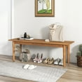 thumbnail image 4 of Gymax 2 PCS Solid Wood Dining Bench Entryway Bench w/ Rubber Wood Legs for Bedroom Oak, 4 of 9