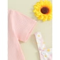 thumbnail image 6 of Bagilaanoe 2Pcs Toddler Baby Girls Overalls Dress Set Ribbed Short Sleeve Tops + Daisy Suspender Skirt 18M 24M 3T 4T 5T 6T Kids Casual Clothes, 6 of 9