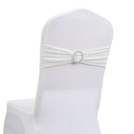 

Holiday Party Decorative Chair Cover Bow Back Flower Elastic Bandage Sequin Bandage