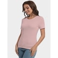 thumbnail image 3 of Fall Clothes Womens Crewneck Ribbed Long Sleeve Shirts Slim Fitted Tee Casual Basic Tshirt Top, 3 of 6
