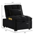 thumbnail image 5 of 68" Convertible Sleeper Sofa Chair Bed, Modern Upholstered Loveseat Sofa Couch with Pockets, Adjustable Backrest and Pillows, 4 in 1 Chaise Lounge for Living Room, Office, Apartment, Bedroom, Black, 5 of 9
