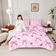 thumbnail image 3 of Castle Fairy Cute Bow Tie Queen Comforter Set,Love Heart Print Bedding Comforter Set, 3 of 7