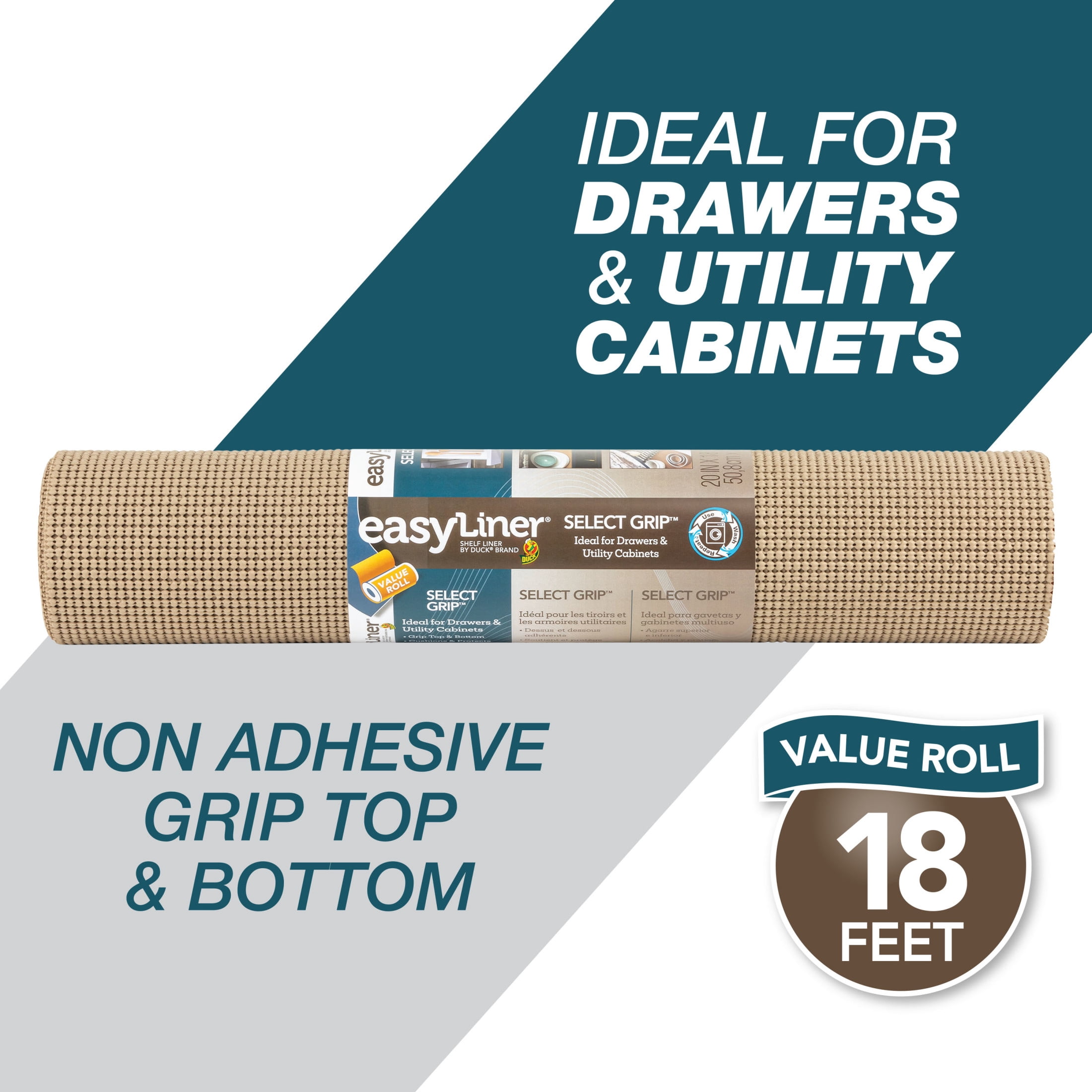 (2 pack) Select Grip EasyLiner Shelf Liner, Taupe 20" x 18' Roll