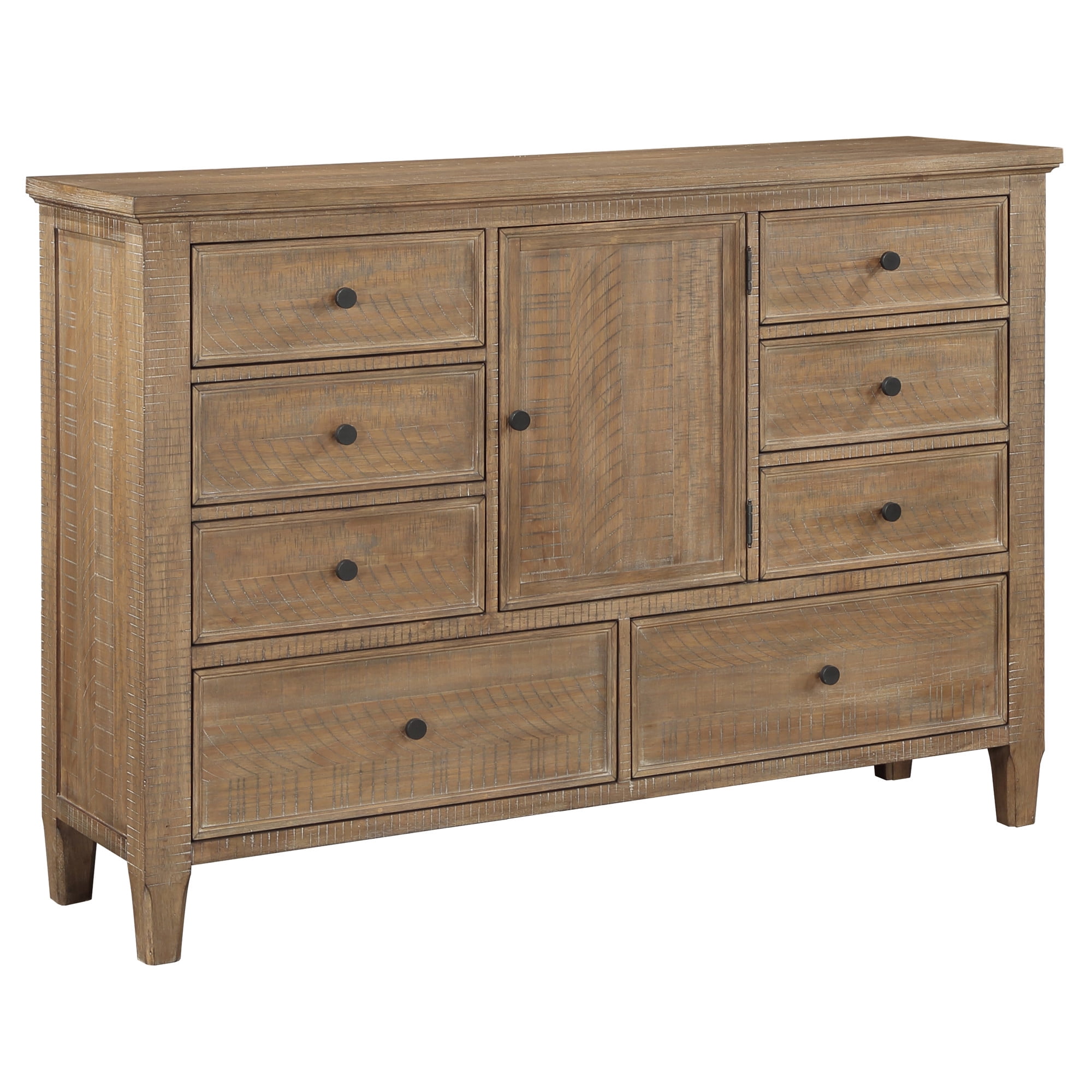 Steve Silver Riverdale Rustic Horizontal Dresser with 8 Drawers and One Door, Brown