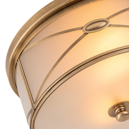 C Cattleya 2-Light Brass Flush Mount with Frosted Glass for Bedroom,Living Room