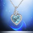 thumbnail image 3 of Sterling Silver Simulated Aquamarine Heart Pendant Necklace, 18" Gifts for Women, 3 of 6