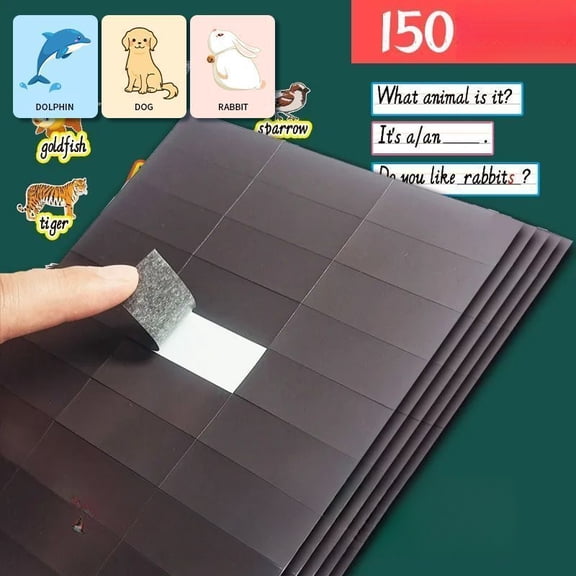 Magnetic sheet 150-Piece Self-Adhesive Blank Magnetic Sheets, Whiteboard Stickers for Classroom Teaching, Reusable Wall-Mounted Dry-Erase Magnet Cards