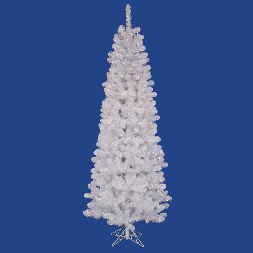 Vickerman Pre-Lit 8.5' White Salem Pencil Pine Artificial Christmas