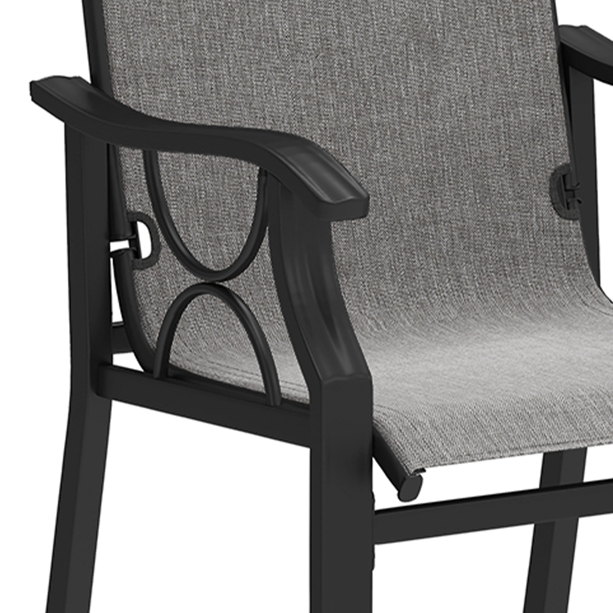 Uforic Patio Dining Chair, Gray Textilene Fabric, Sturdy Iron Frame, Straight Legs, Heavy Duty 150kg Capacity, 2 Pieces per Box for Outdoor Use