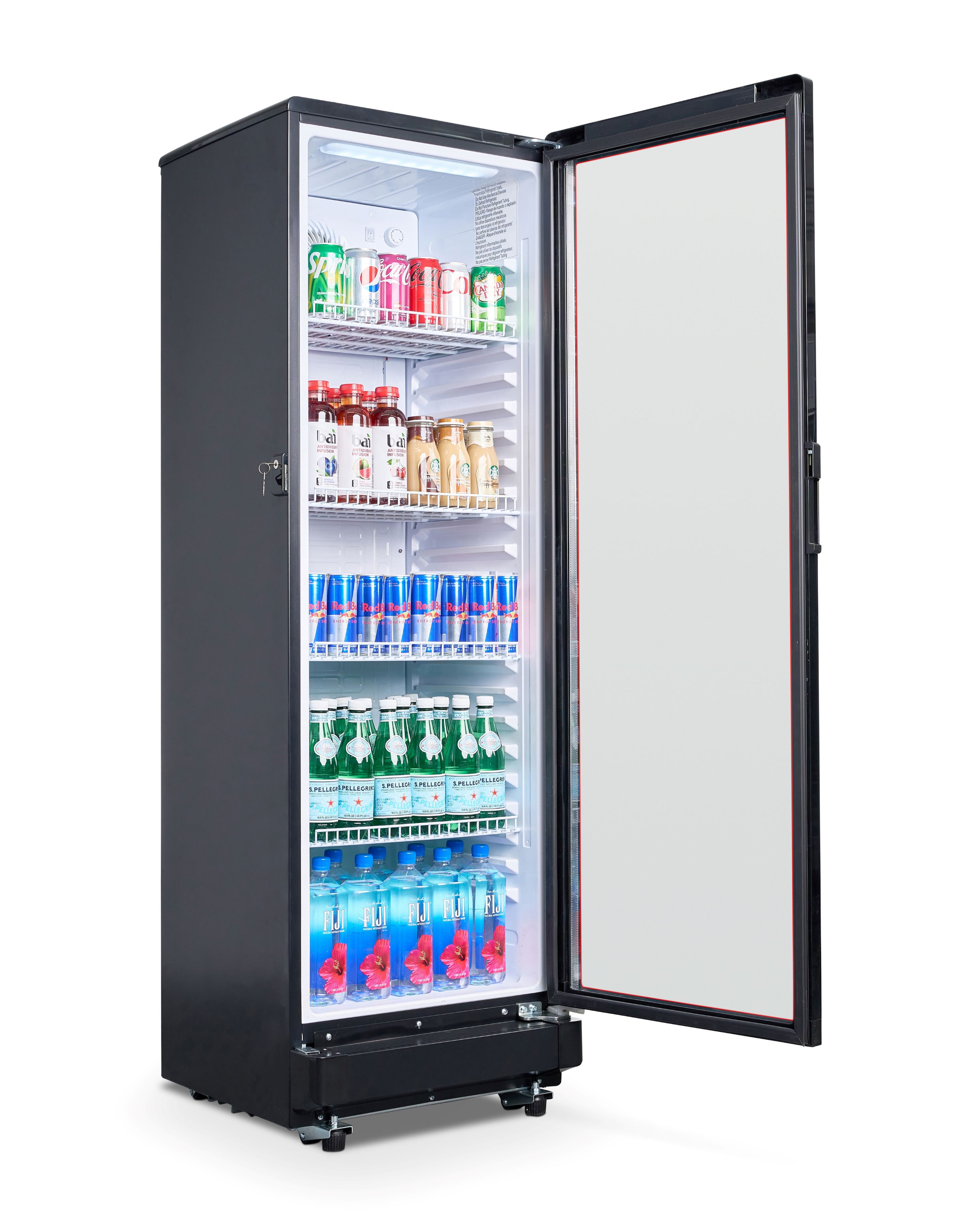 Premium Levella 10.0 cu ft Single Door Glass Display Refrigerator, Black