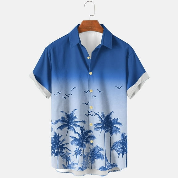 CaiJunJia Tops Clearance No Boundaries Mens Hawaiian Shirt Short Sleeve Button Down Shirts Tropical Floral Summer Beach Shirts
