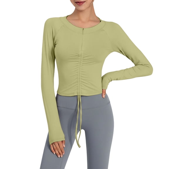 ZHOGXU Athletic Yoga Top For Women Long Sleeve O Neck Slim Fit Shirt Outdoor Activities