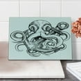 thumbnail image 2 of Octopus Cutting Board, Illustration of an Octopus Holding a Ships Anchor in a Vintage Woodblock Style, Decorative Tempered Glass Cutting and Serving Board, Small Size, Black White, by Ambesonne, 2 of 5
