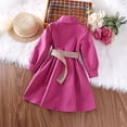 thumbnail image 6 of Glisme Girls Jacket Children Coat Autumn Solid Color Double Long Sleeve Trench Dress With Belt Long Trench Dress Softness Outerwear Everyday Wear Size 6-7 Years Pink, 6 of 6