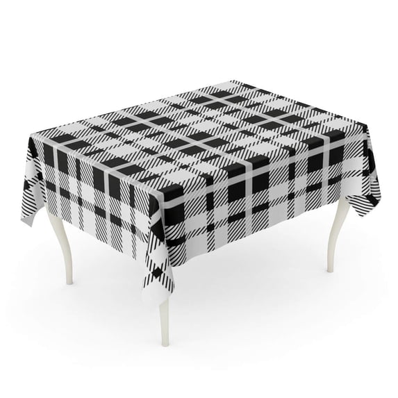 LADDKE Abstract Black and White Tartan Plaid Printing Pattern Scottish Britain British Celtic Tablecloth Table Desk Cover Home Party Decor 60x84 inch