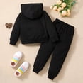 thumbnail image 5 of Girls 2Pcs Outfit Set Children Long Sleeved Hoodie Pants Cute Casual Set for 6-24 Months 2T 3T 4T 5T 6T Children Black,3-4 Years, 5 of 9