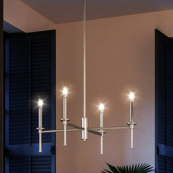 Luxury Contemporary Chandelier, 10.375H x 22.875W, with French Country Style, Brushed Nickel, UHP4238 by Urban Ambiance