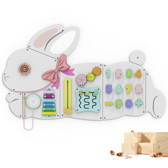 BlueWood Bouncing Bunny Sensory Wall: 15  Spring-Loaded Busy Board for Motor & Cognitive Development