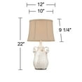thumbnail image 6 of Regency Hill Sofia Rustic Country Cottage Accent Table Lamp 22" High Crackled Ivory Glaze Ceramic Beige Bell Shade for Bedroom Living Room House Home, 6 of 8