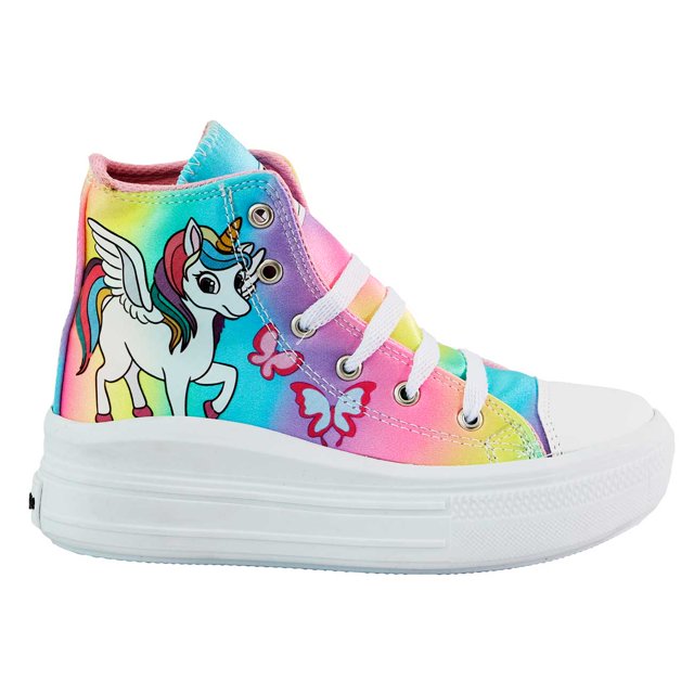Tenis Niña Luces Led Botas Botin Moda Colores y Unicornio Urbano SCAPE M-345 TRANY BCO UNIC 16 cm.