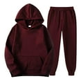 thumbnail image 5 of YOUYEDIAN Boys Girls Activewear Outfit Sets Solid Color Athletic Long Sleeve Hoodies and Sweatpants Girls Sweatsuit 6 Piece Set Unisex Kids Sweat Suit Wine 6-7 Years, 5 of 6