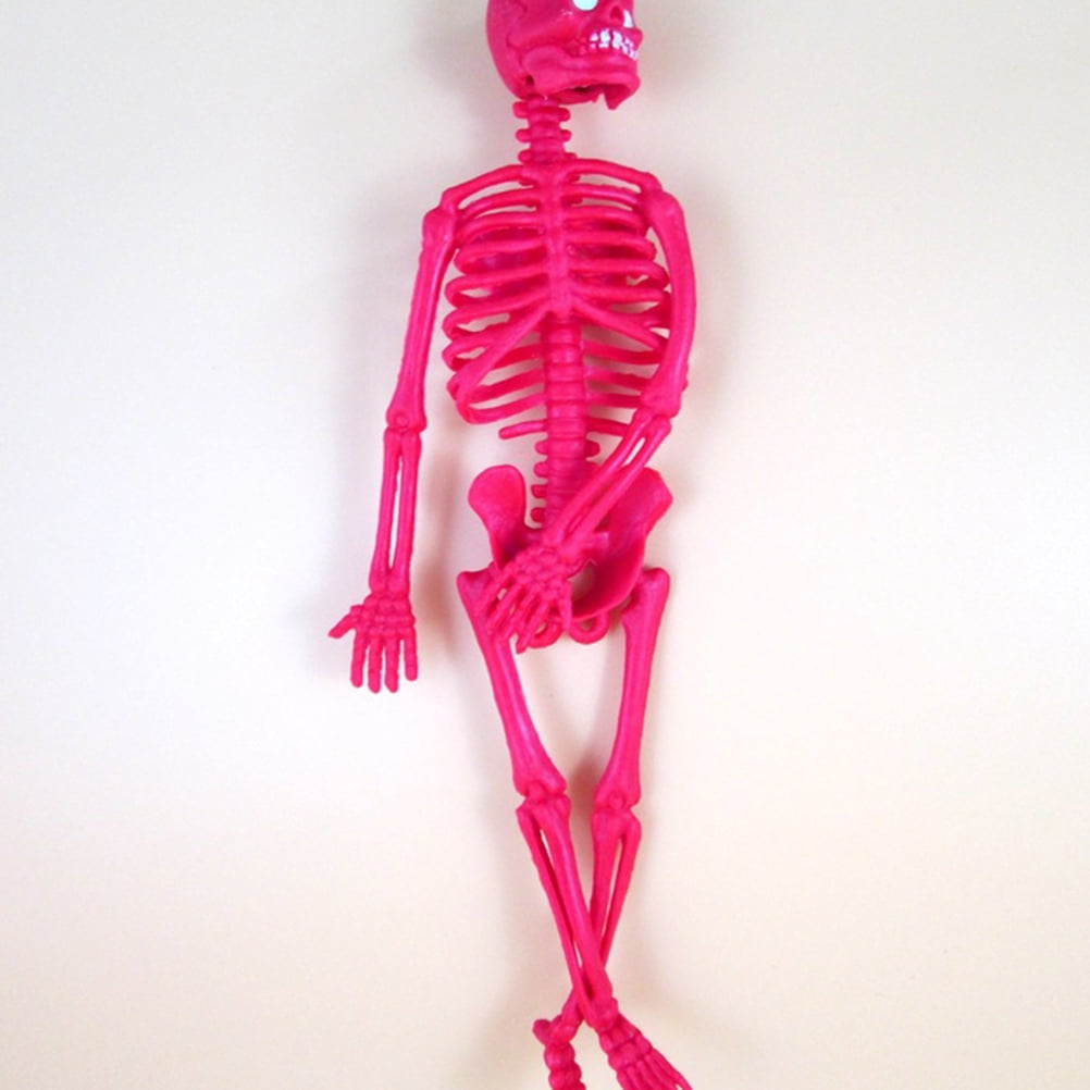 8Pcs Mini Halloween Hanging Skeletons - 6 Inch Plastic Jointed Figures For Haunted House Decor