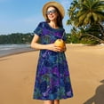 thumbnail image 4 of Fotbe Turtles Pattern Dress Casual Womens Fashion Short Sleeve Maxi Dress T Shirt Dress Striped Long Color Block Maxi Dress, 4 of 6