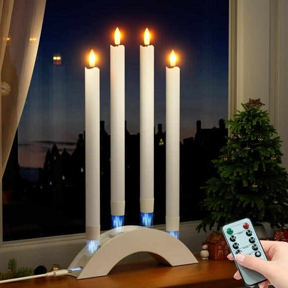 Velas cónicas recargables sin llama BUTHY con control remoto, 4 unidades