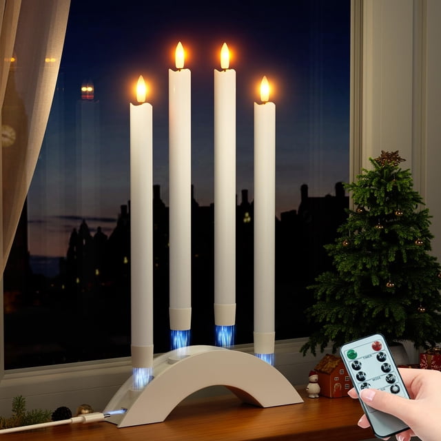 Velas cónicas recargables sin llama BUTHY con control remoto, 4 unidades