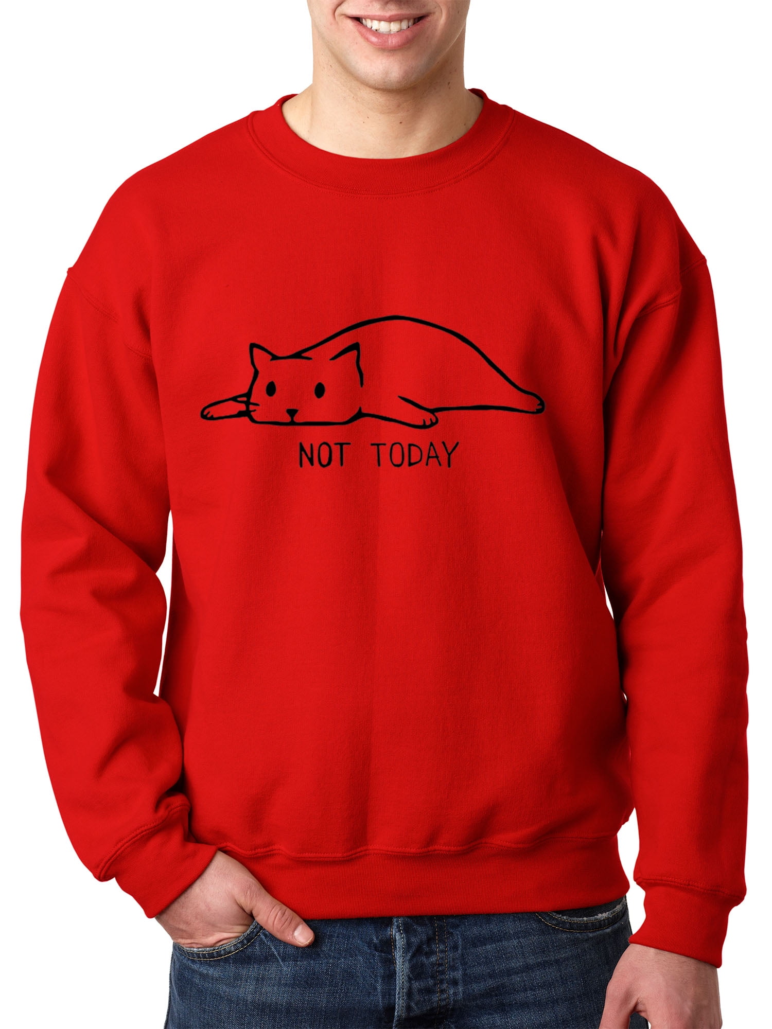 Mens Not Today T-Shirt Cat funny lazy sleepy kitty top gift long sleeve