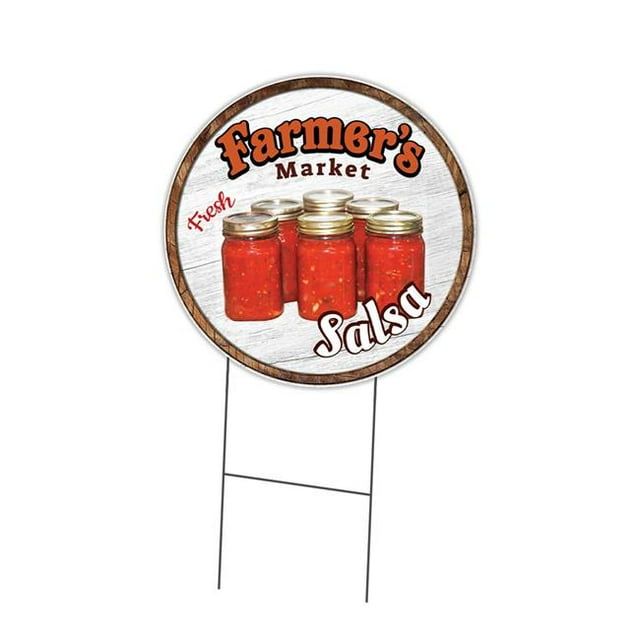 SignMission C-24-CIR-WS-Salsa 16 x 24 in. Corrugated Plastic Sign with Stakes Circular - Farmers Market Salsa